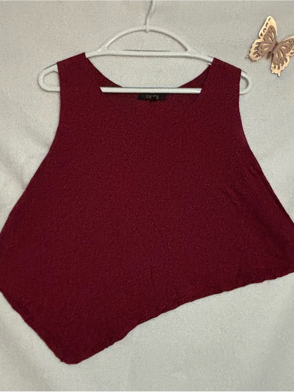 Comfy USA Women’s Burgundy Asymmetrical Tank Top Size S